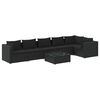 vidaXL Set Divani da Giardino 7 pz con Cuscini in Polyrattan Nero
