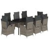 vidaXL Set da Pranzo da Giardino 9 pz con Cuscini in Polyrattan Grigio