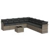 vidaXL Set Divano da Giardino 10 pz con Cuscini Grigio in Polyrattan