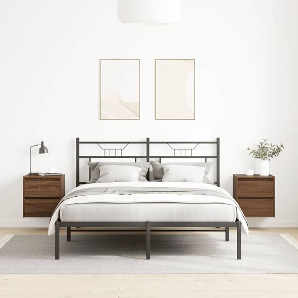 vidaXL Comodini a Muro 2 pz Rovere Marrone 38x34x40 cm