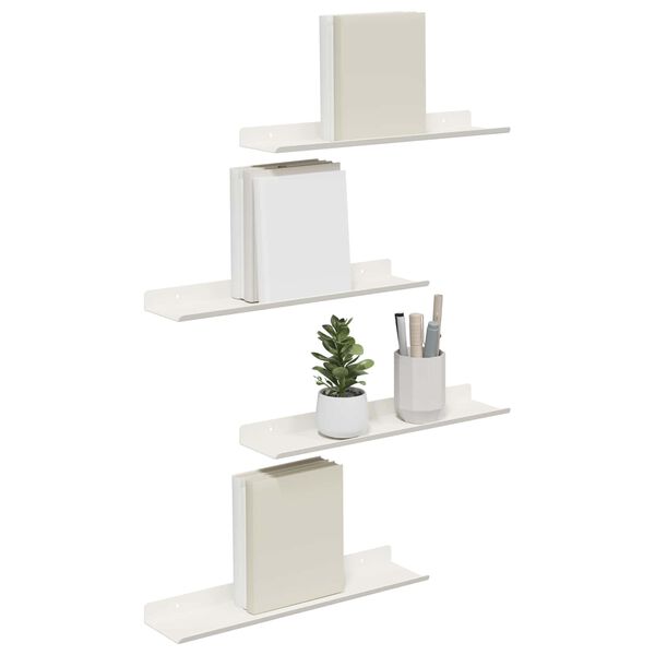 vidaXL Mensola sospesa 4 pcs Bianco 40 x 9 x 2,5 cm Acciaio