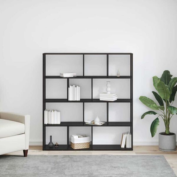 vidaXL Armadio per Libri Rovere Nero 132 x 29 x 141,5 cm