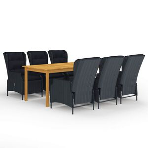 vidaXL Set Mobili da Pranzo per Giardino 7 pz Grigio Scuro
