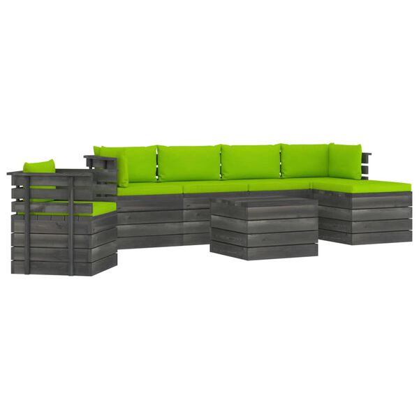 vidaXL Set Divani da Giardino su Pallet 7 pz con Cuscini Massello Pino