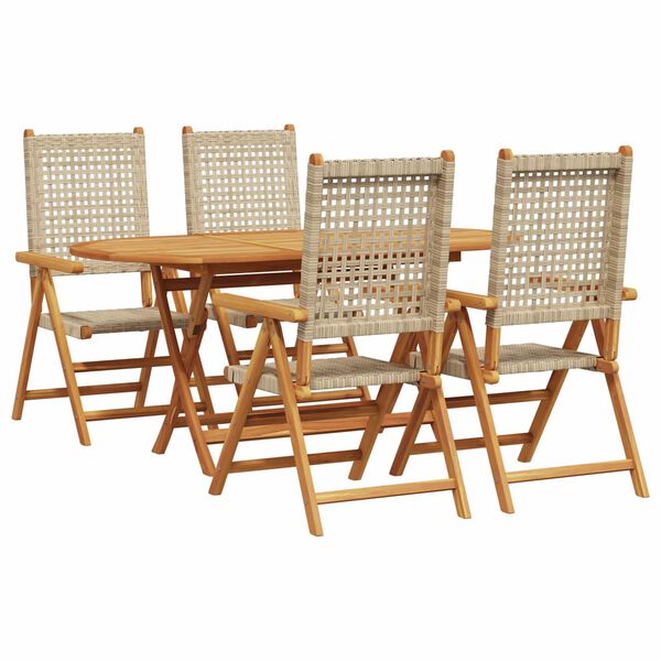 vidaXL Set da Pranzo per Giardino 5 pcs Beige