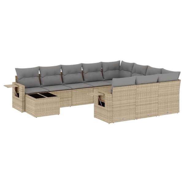 vidaXL Set Divani da Giardino 11 pz con Cuscini Beige in Polyrattan