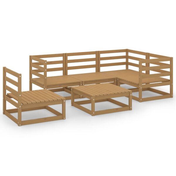 vidaXL Set Salotto da Giardino 6pz Marrone Ambra Legno Massello Pino