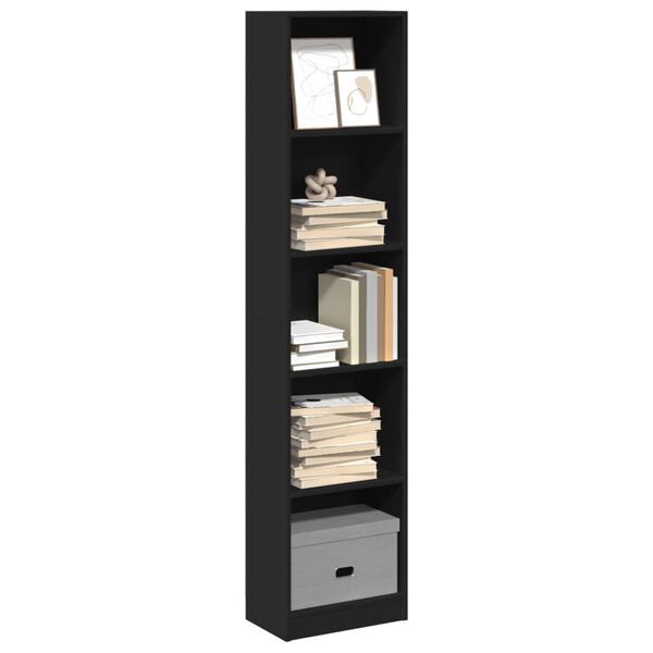 vidaXL Libreria Nera 40x24x176 cm in Legno Multistrato
