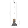 vidaXL Lampada Soffitto Industriale 25 W Grigia Rotonda in Mango 32cm