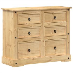 vidaXL Cassettiera Corona 110x43x91 cm in Legno Massello di Pino