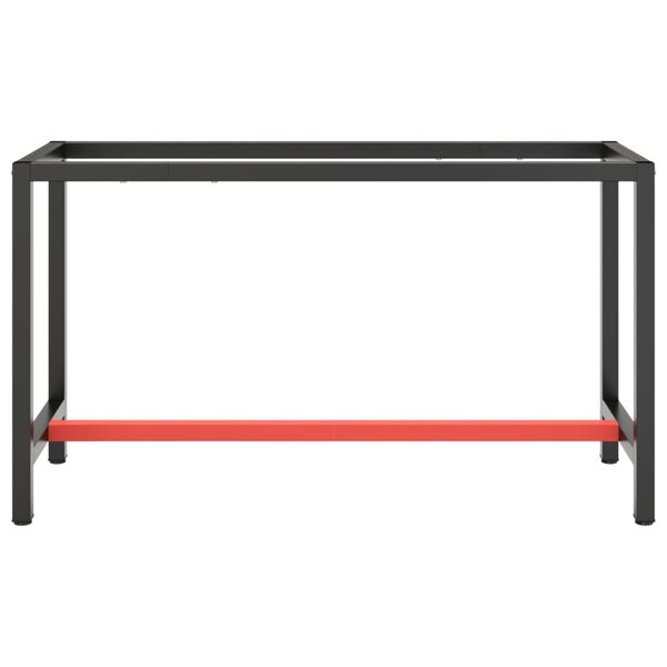 vidaXL Telaio Banco da Lavoro Nero e Rosso Opaco 140x50x79 cm Metallo