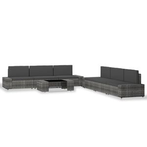 vidaXL Set Divani da Giardino 7 pz in Polyrattan Grigio
