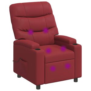 vidaXL Poltrona massaggiante reclinabile Rosso Vino 75 x 93 x 102 cm