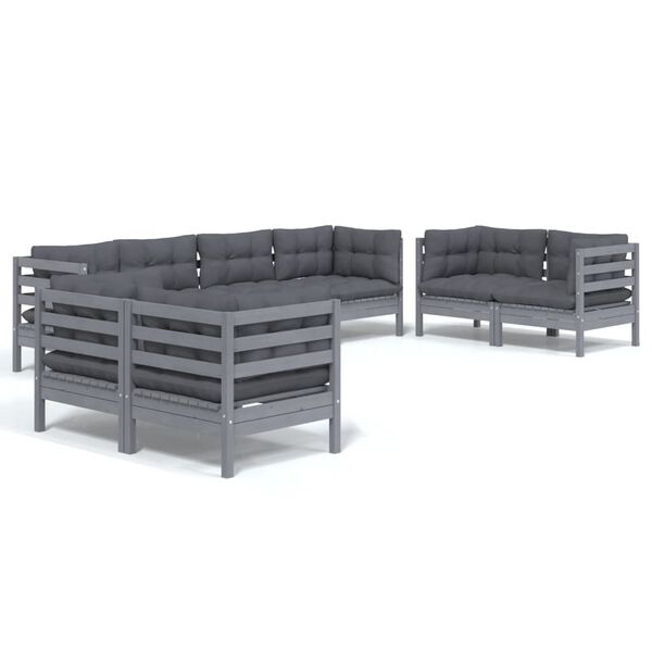 vidaXL Set Divani da Giardino 8 pz con Cuscini Legno Massello di Pino