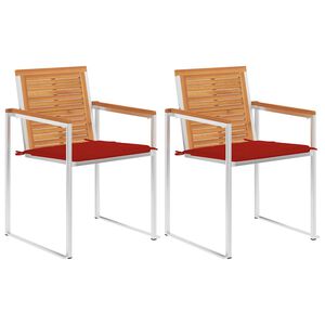 vidaXL Sedie da Giardino 2 pz con Cuscini in Legno Acacia e Acciaio