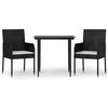vidaXL Set da Pranzo da Giardino 3 pz con Cuscini Nero in Polyrattan