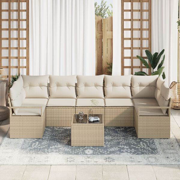 vidaXL Set di divani 8 pcs Beige e Crema polyrattan