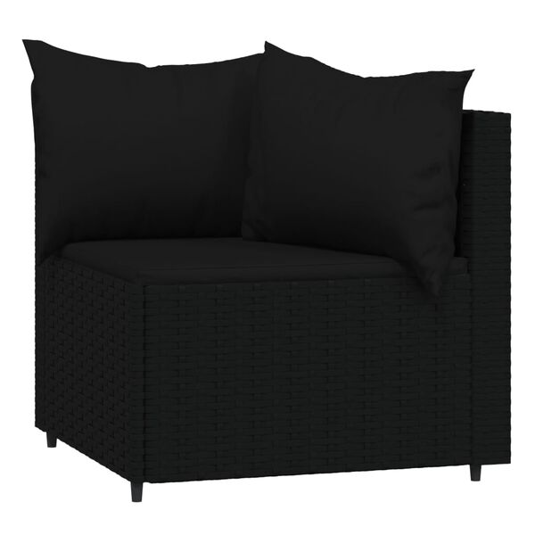 vidaXL Set Divani da Giardino 4 pz con Cuscini Nero in Polyrattan