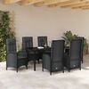 vidaXL Set da Pranzo per Giardino con cuscino 7 pcs Nero polyrattan