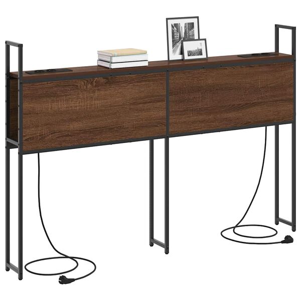 vidaXL Testiera con Stazione di Carica e Storage Rovere marrone