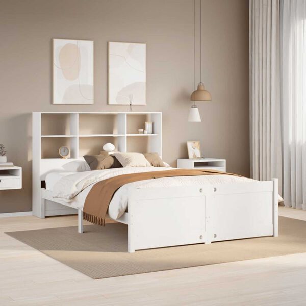 vidaXL Letto Libreria senza Materasso Bianco 140x190 cm Legno di Pino
