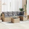 vidaXL Set Divano da Giardino 6 pz con Cuscini Beige in Polyrattan