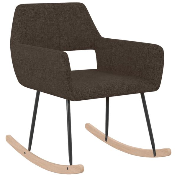 vidaXL Sedia a Dondolo Marrone Scuro in Tessuto