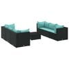 vidaXL Set Salotto da Giardino con Cuscini 7pz Nero Polyrattan
