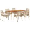 vidaXL Set da Pranzo da Giardino 7 pz con Cuscini Beige in Polyrattan
