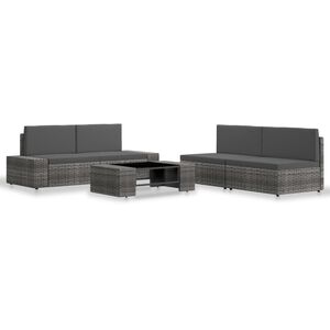 vidaXL Set Divani da Giardino 5 pz in Polyrattan Grigio