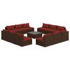 vidaXL Set Divani da Giardino 13 pz con Cuscini in Polyrattan Marrone