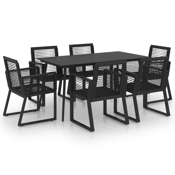 vidaXL Set da Pranzo da Giardino 7 pz in Rattan PVC Nero
