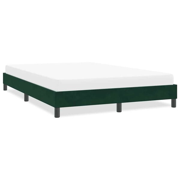 vidaXL Giroletto senza Materasso Verde Scuro 160x210 cm in Velluto