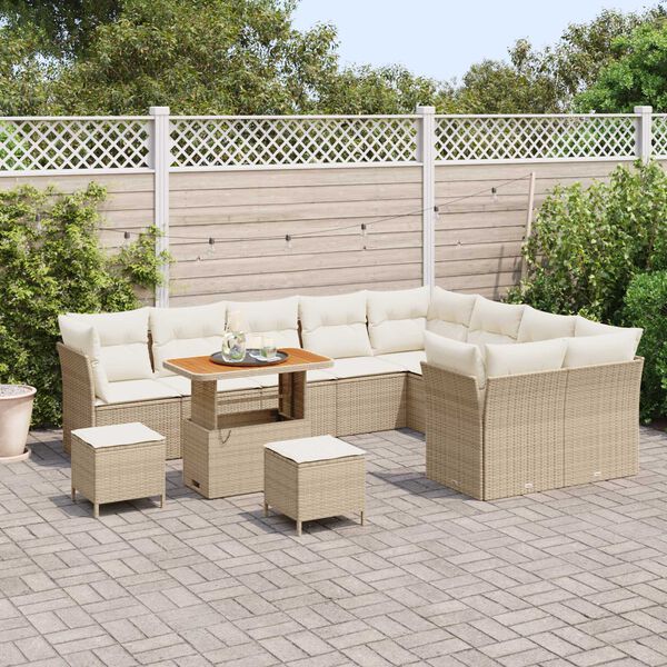 vidaXL Set Divano da Giardino 12 pcs Beige polyrattan