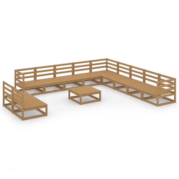 vidaXL Set Divani da Giardino 12 pz Marrone Ambra Legno Massello Pino