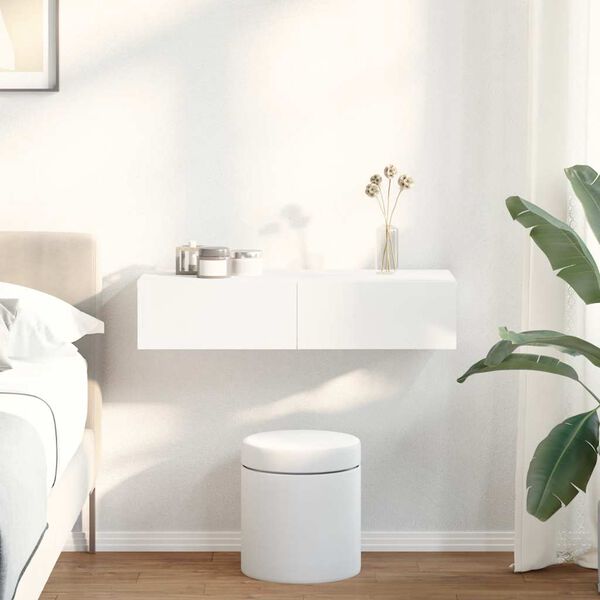 vidaXL Scaffale a Parete con Cassetti Bianco 80x33x17 cm in Truciolato