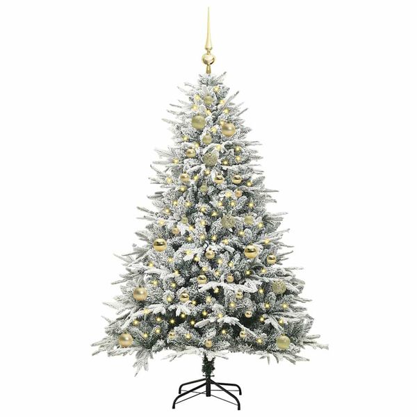 vidaXL Albero di Natale Artificiale Pre-illuminato con Set di Palline