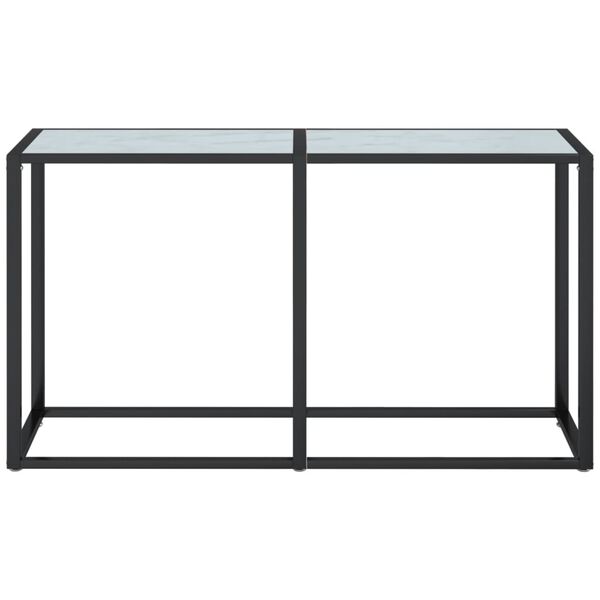 vidaXL Tavolo Consolle Bianco Marmo 140x35x75,5 cm in Vetro Temperato