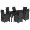 vidaXL Set da Pranzo da Giardino 7 pz Nero con Cuscini in Polyrattan
