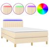 vidaXL Letto a Molle con Materasso e LED Crema 120x200cm in Tessuto