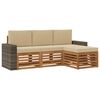 vidaXL Set di divani da esterno con cuscino 4 pcs Naturale e Beige