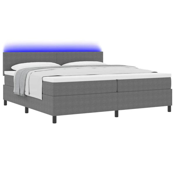 vidaXL Letto a molle Grigio chiaro e bianco 203 x 200 x 88 cm