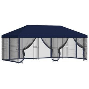 vidaXL Gazebo con pareti laterali 6 x 3 m Blu Poliestere e Acciaio 190