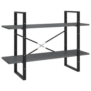 vidaXL Libreria a 2 Ripiani Grigia 100x30x70 cm in Massello di Pino