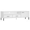 vidaXL Mobile TV con Gambe Metallo Bianco Legno Massello di Pino OSLO
