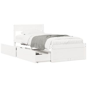 vidaXL Letto senza Materasso Bianco 75x190 in Legno Massello di Pino