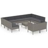 vidaXL Set Divani da Giardino 12 pz con Cuscini in Polyrattan Grigio