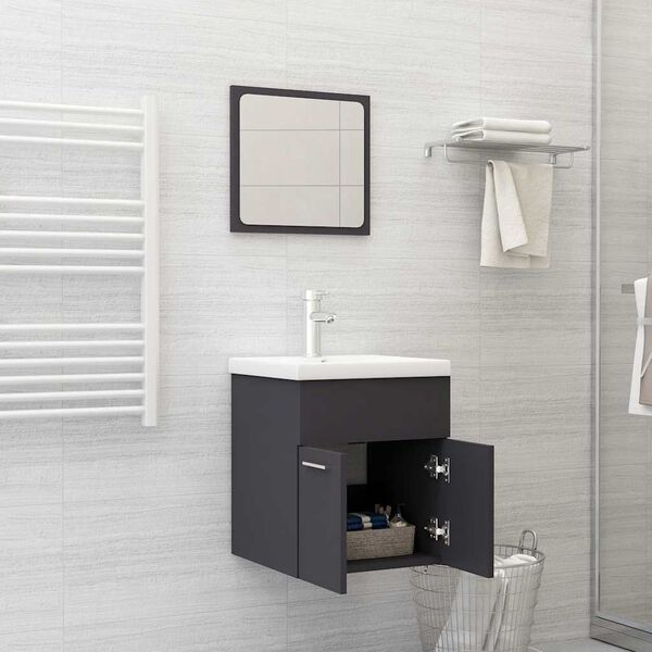 vidaXL Set Mobili da Bagno Grigio in Truciolato