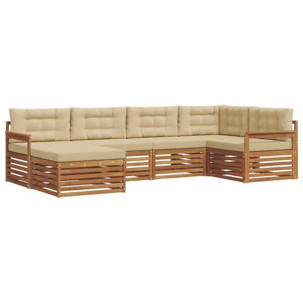 vidaXL Set di divani da esterno con cuscino 6 pcs Naturale e Beige