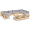 vidaXL Set Divani da Giardino 14 pz con Cuscini Grigi Massello di Pino
